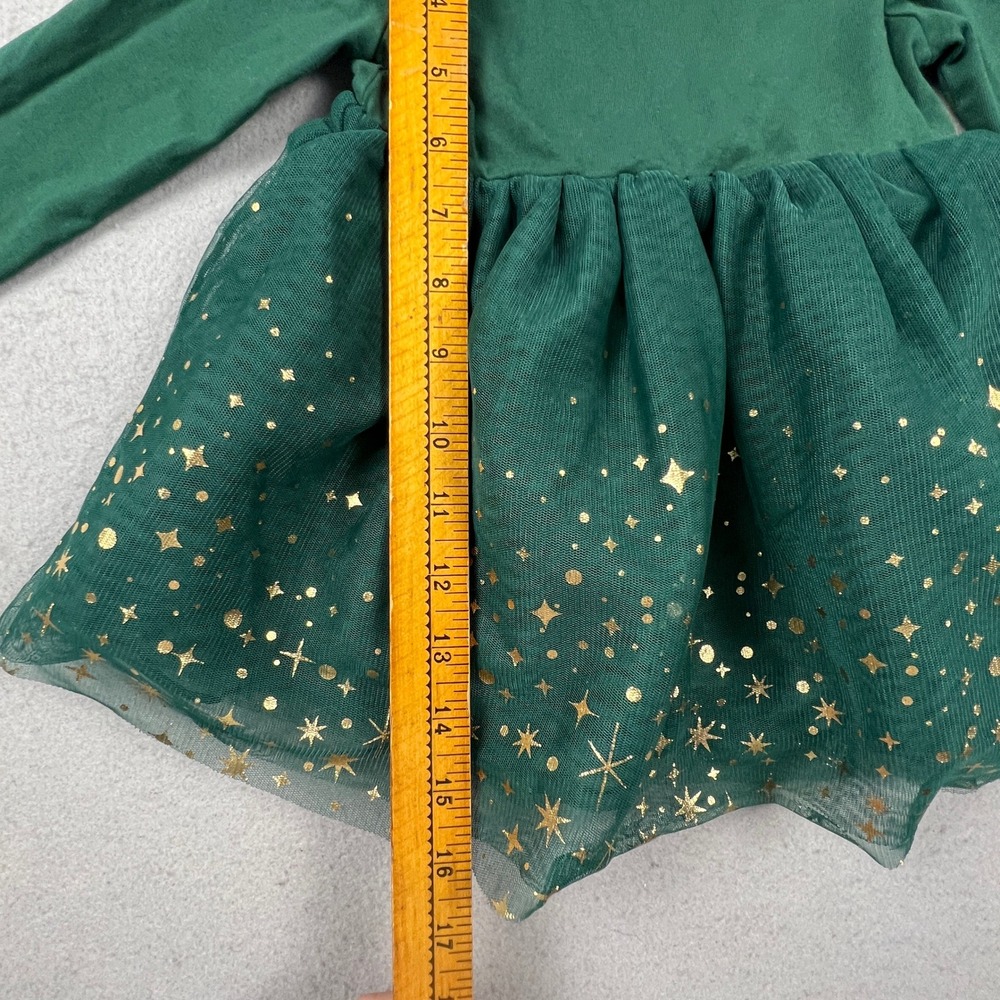 Hanna Andersson Tulle Dress Kids 12-18M Green Gold Star Holiday Party FWH24 - Picture 4 of 10
